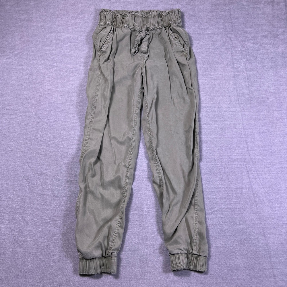 SO High Rise Paperbag Elastic Waist‎ Jogger Pants Juniors Size S Green Lyocell